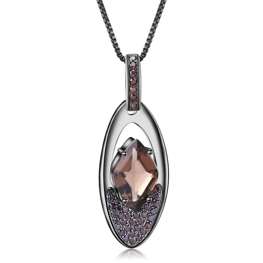 Pendentif de collier en cristal de thé au trésor de couleur naturelle en argent 925