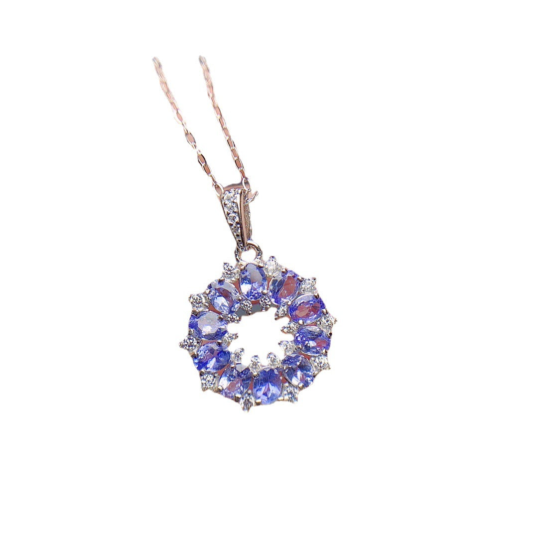 Hot selling natural Tanzanite pendant S925 silver inlaid main stone 3 * 4 in Europe and America