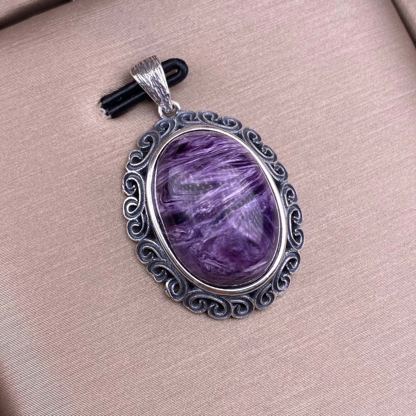 Purple Dragon Amethyst Pendant s925 Silver Inlaid Retro Simple Lace Wrapped Edge Atmospheric Pendant