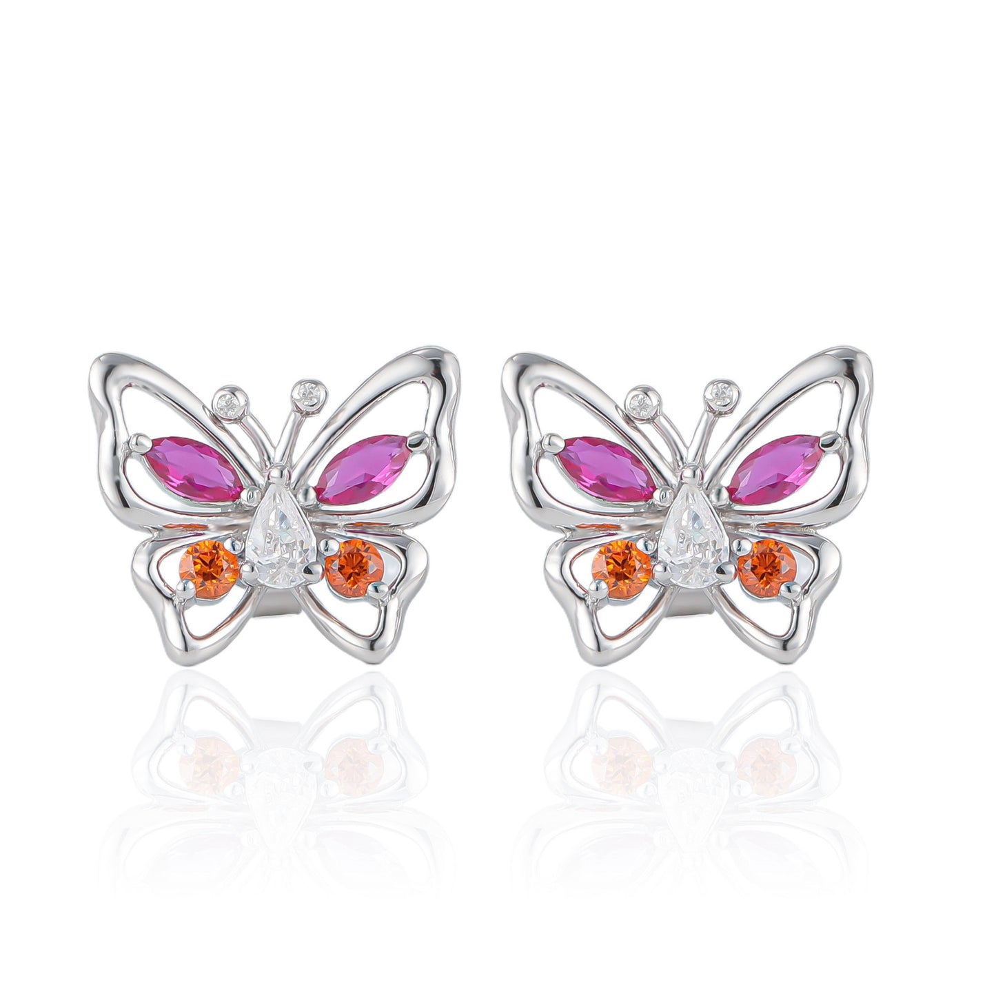 S925 sterling silver sapphire butterfly earrings with edging earrings and earrings