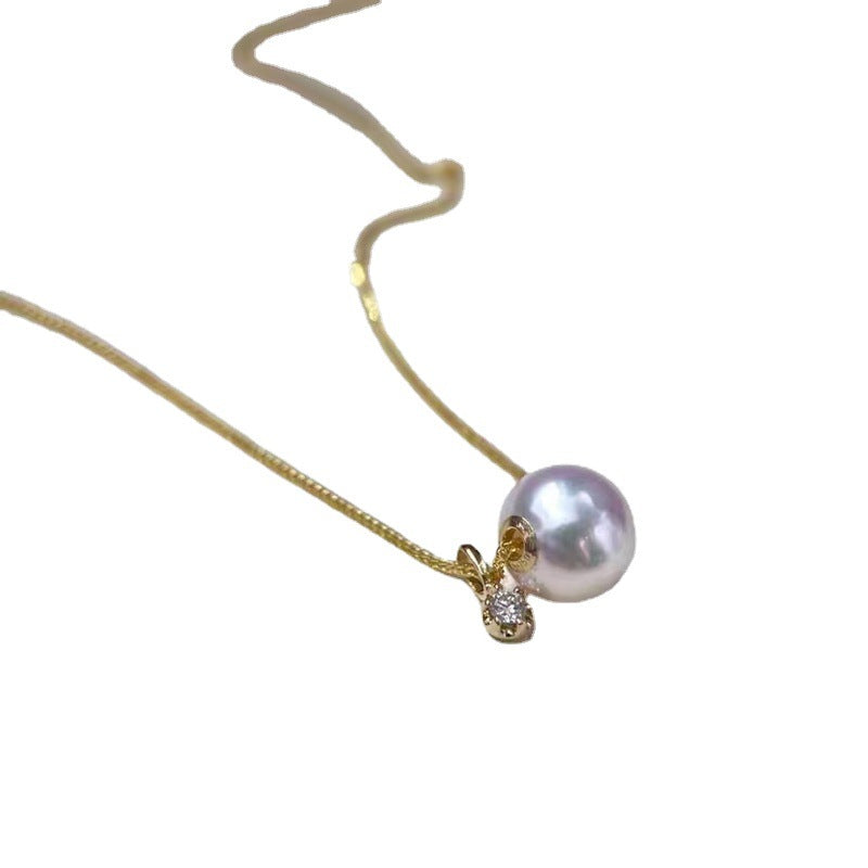 [DF]18K Akoya Pearl Pendant Necklace with Meteor Star Chain