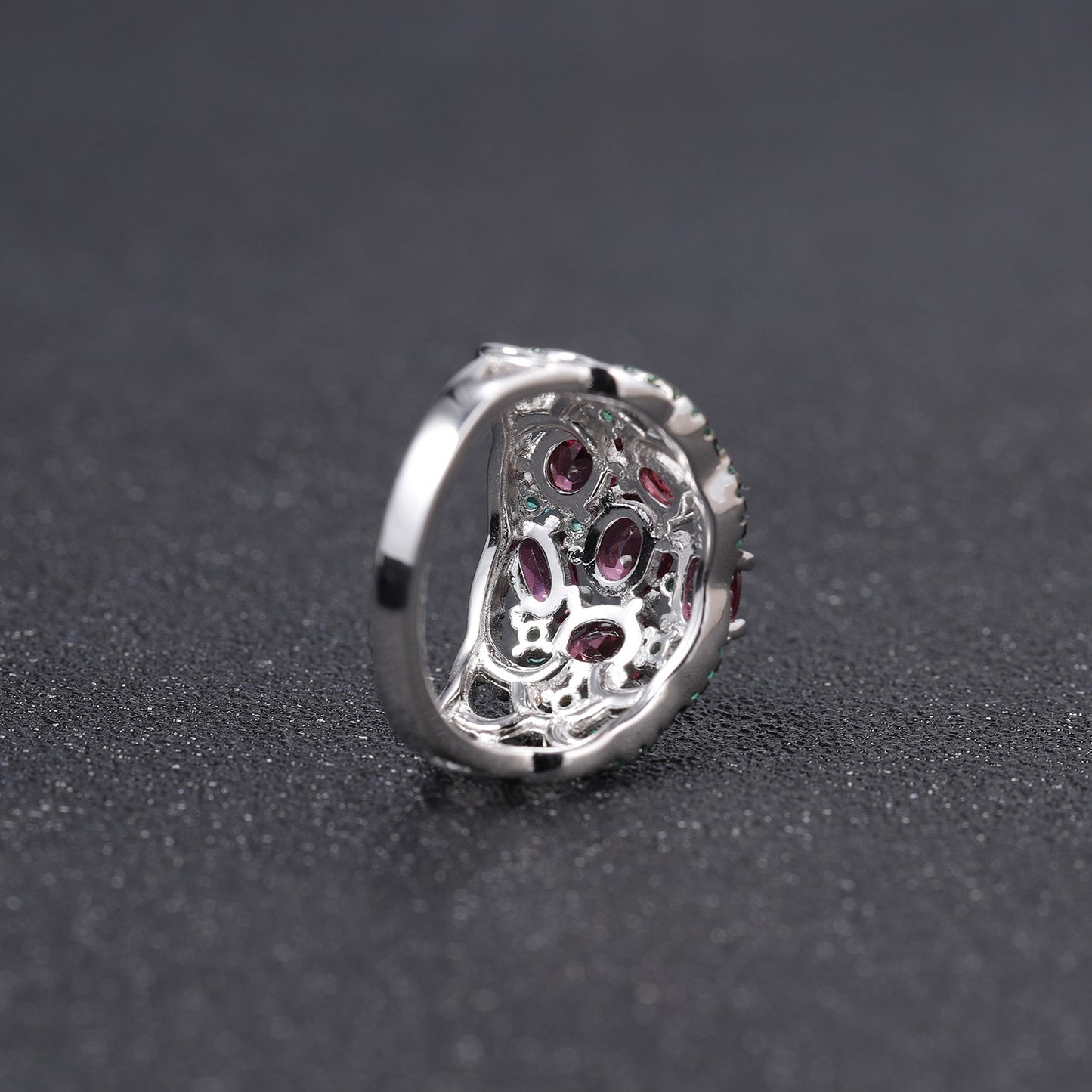 Premium Natural Rose Garnet Ring S925 Silver Gemstone Ring