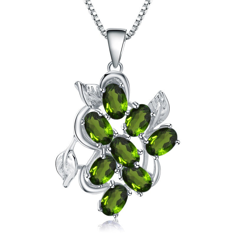 Topaz pendant with natural colored gemstones inlaid with s925 silver necklace pendant