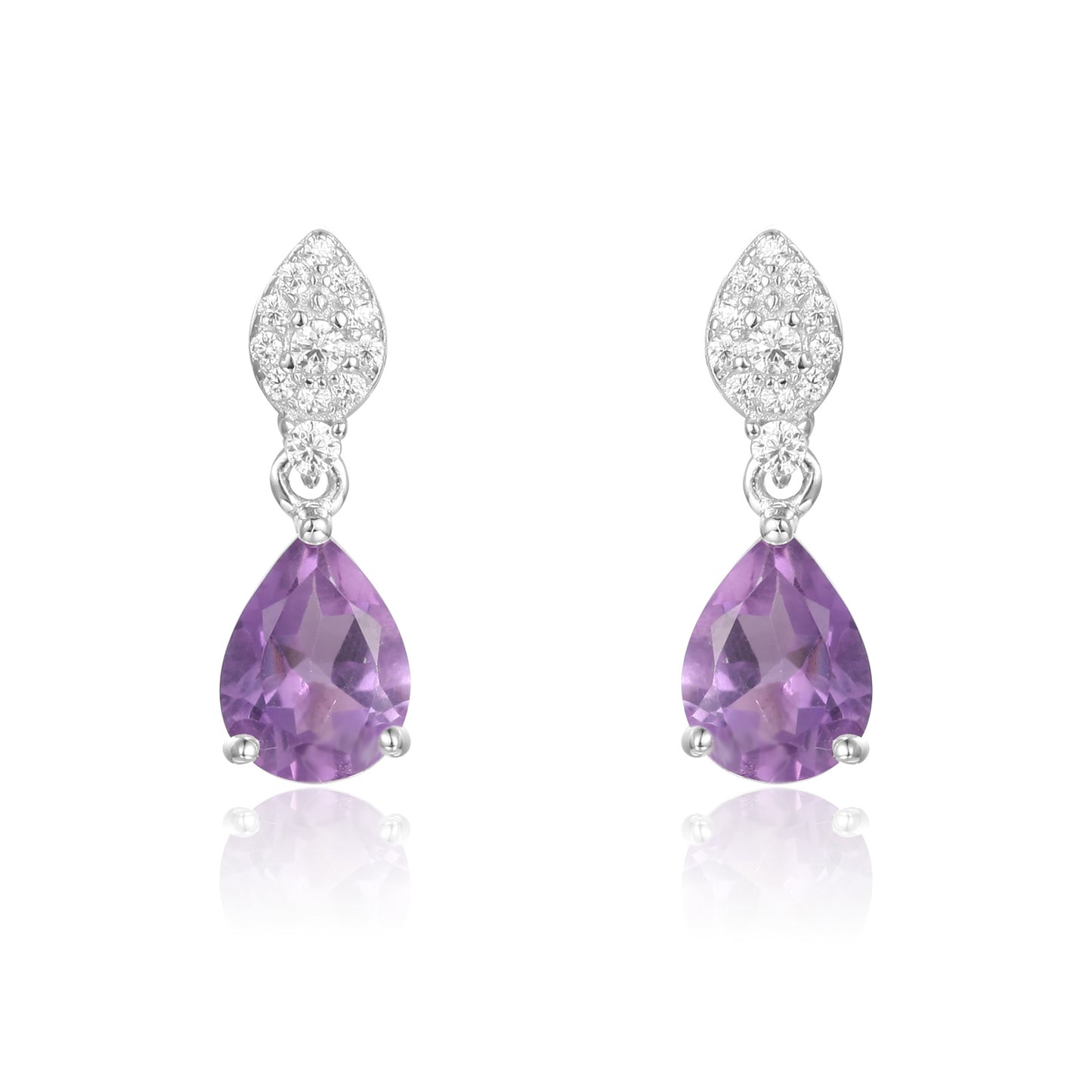 New Light Luxury Natural Amethyst Gemstone Earrings s925 Silver Inlaid Natural Color Treasure Earrings