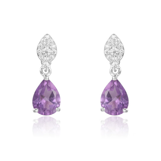 New Light Luxury Natural Amethyst Gemstone Earrings s925 Silver Inlaid Natural Color Treasure Earrings