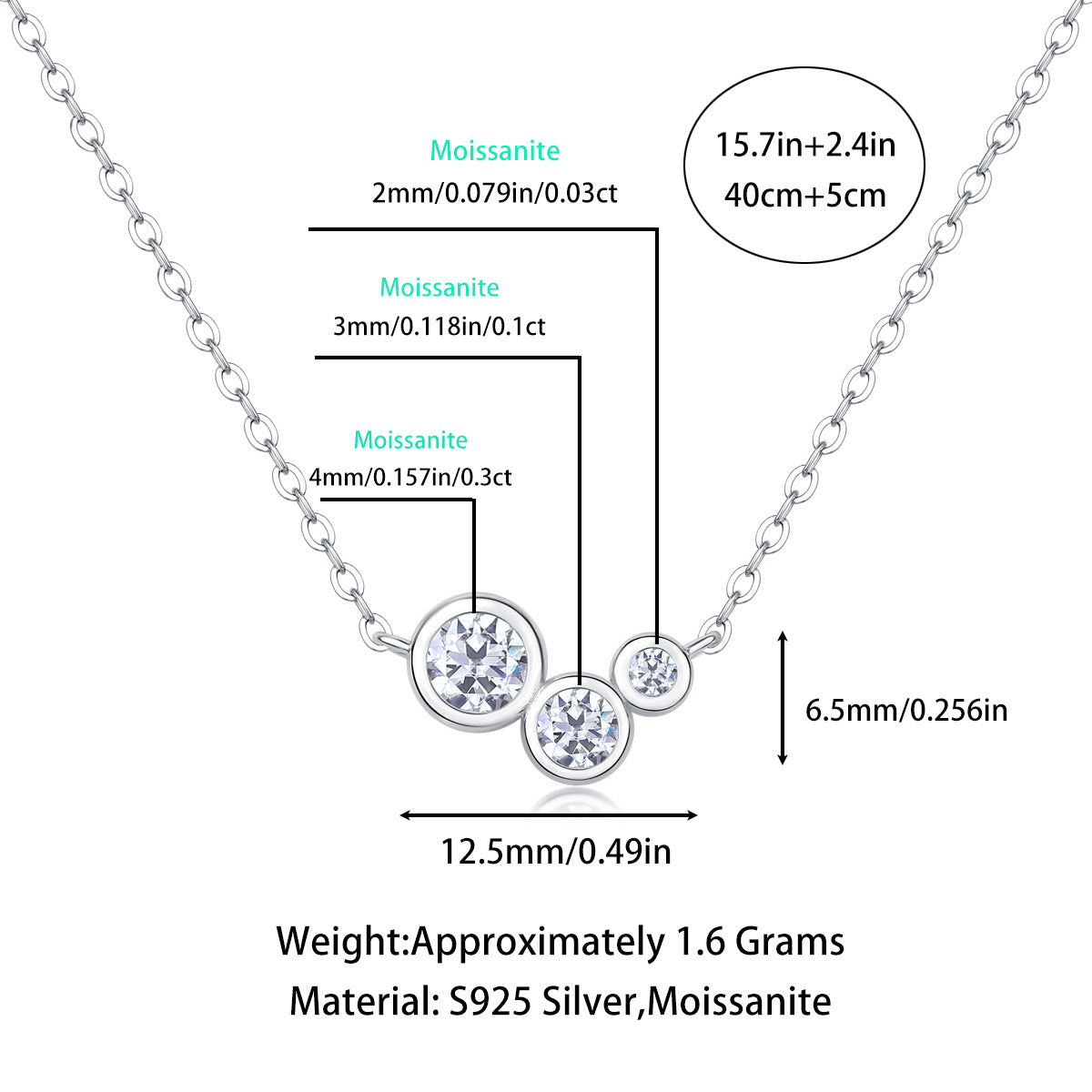 S925 Silver Necklace Mosang Stone White Dew Pendant Fashion Collar Chain