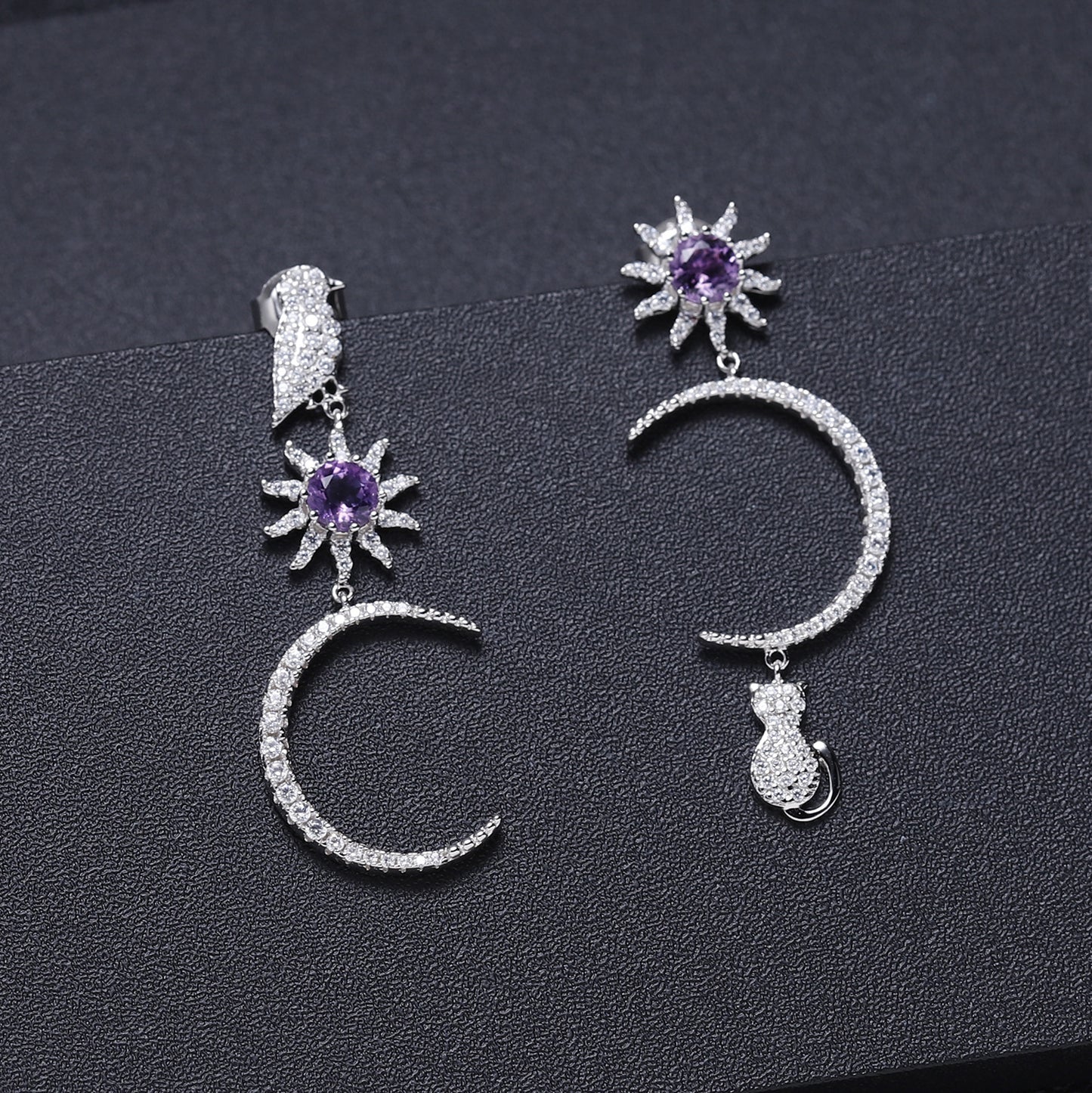 Designer style earrings s925 silver inlaid gemstone natural amethyst earrings earrings