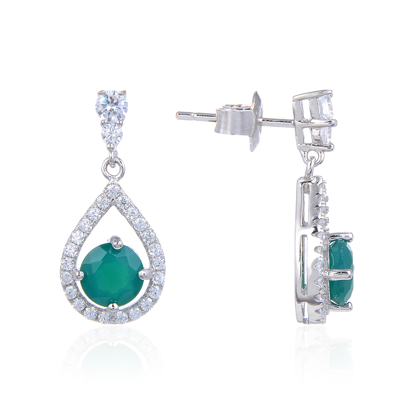 Boucles d'oreilles et clous d'oreilles en argent s925 avec pierres précieuses en agate verte et trésors colorés naturels