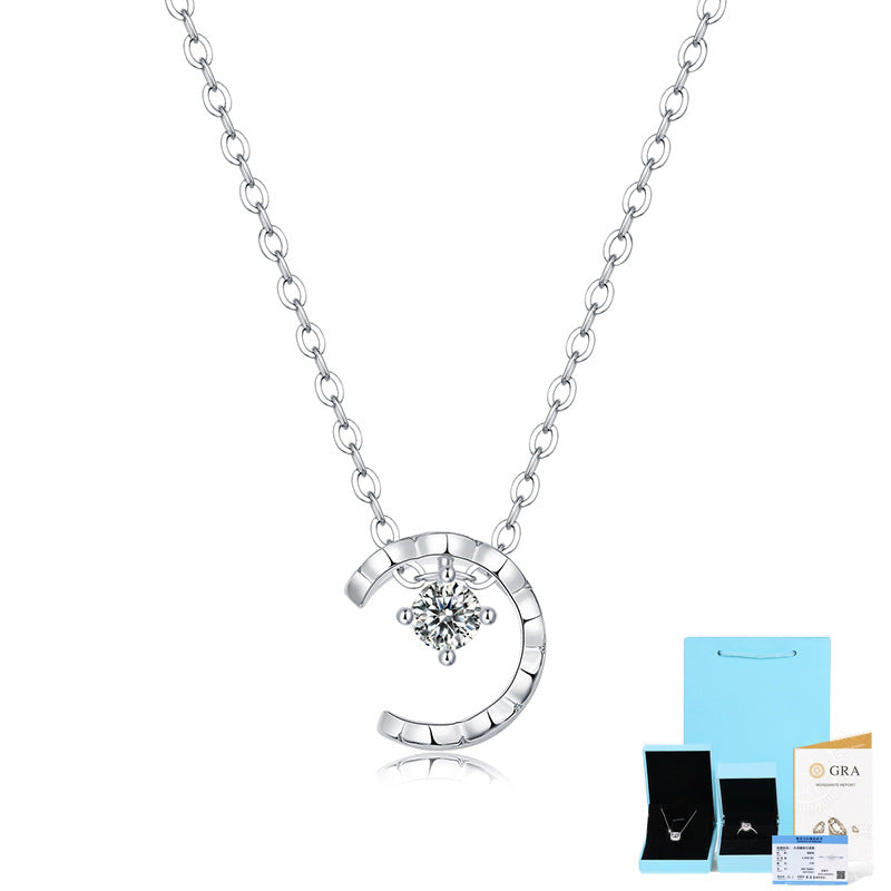 Collier en argent S925 Mosang Stone Dream, pendentif étoile filante et lune, à la mode avec chaîne