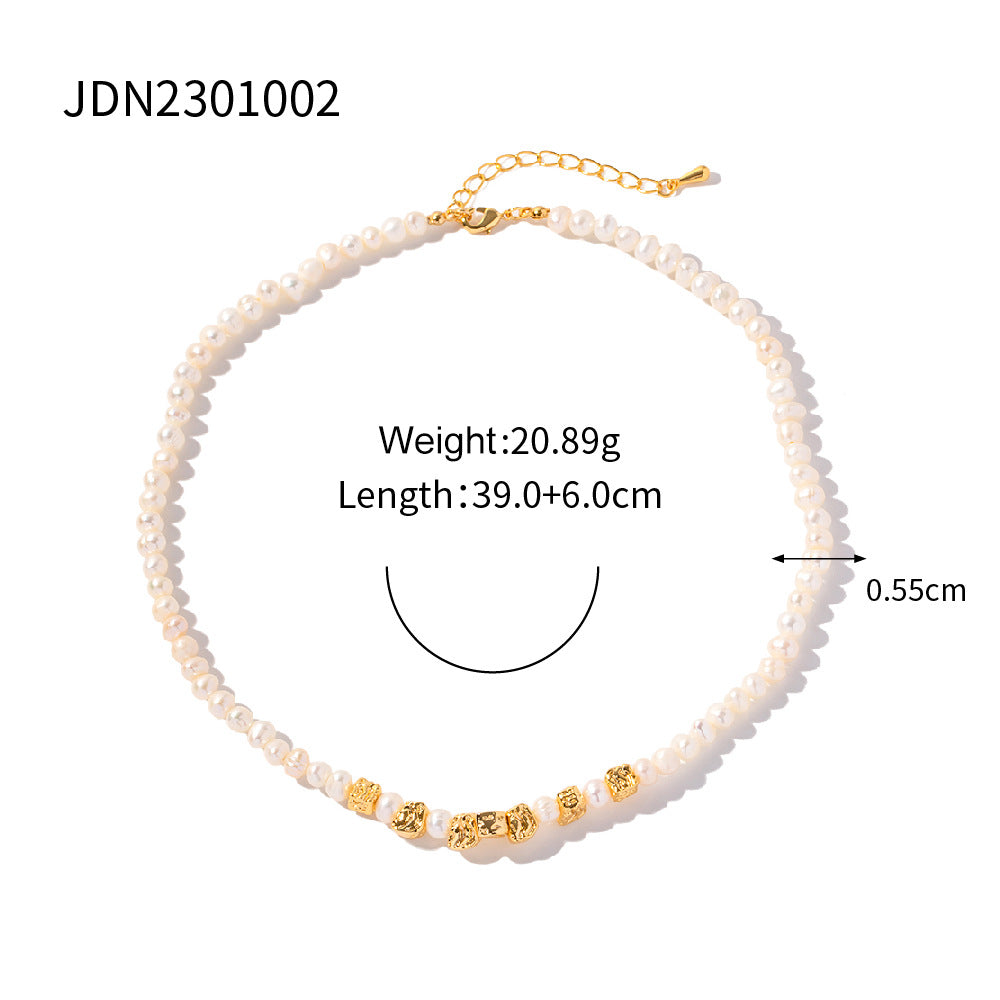 Vintage Hong Kong Style High Grade Fresh Water Pearl Necklace Design Sense 2023 New Women's Item