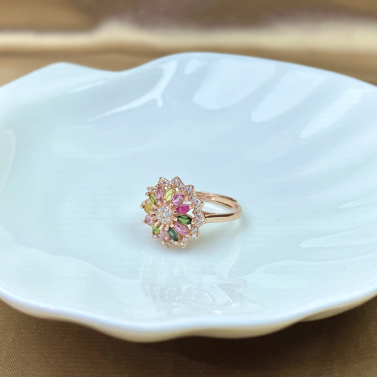 Luxury natural tourmaline candy-colored ring female niche design sense of luxury