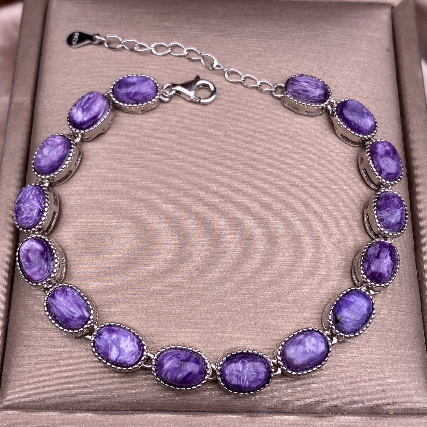 Purple Dragon Amethyst Bracelet S925 Silver Inlaid Simple Edge Multi Grain Women's Colorful Treasure Amethyst Handpiece