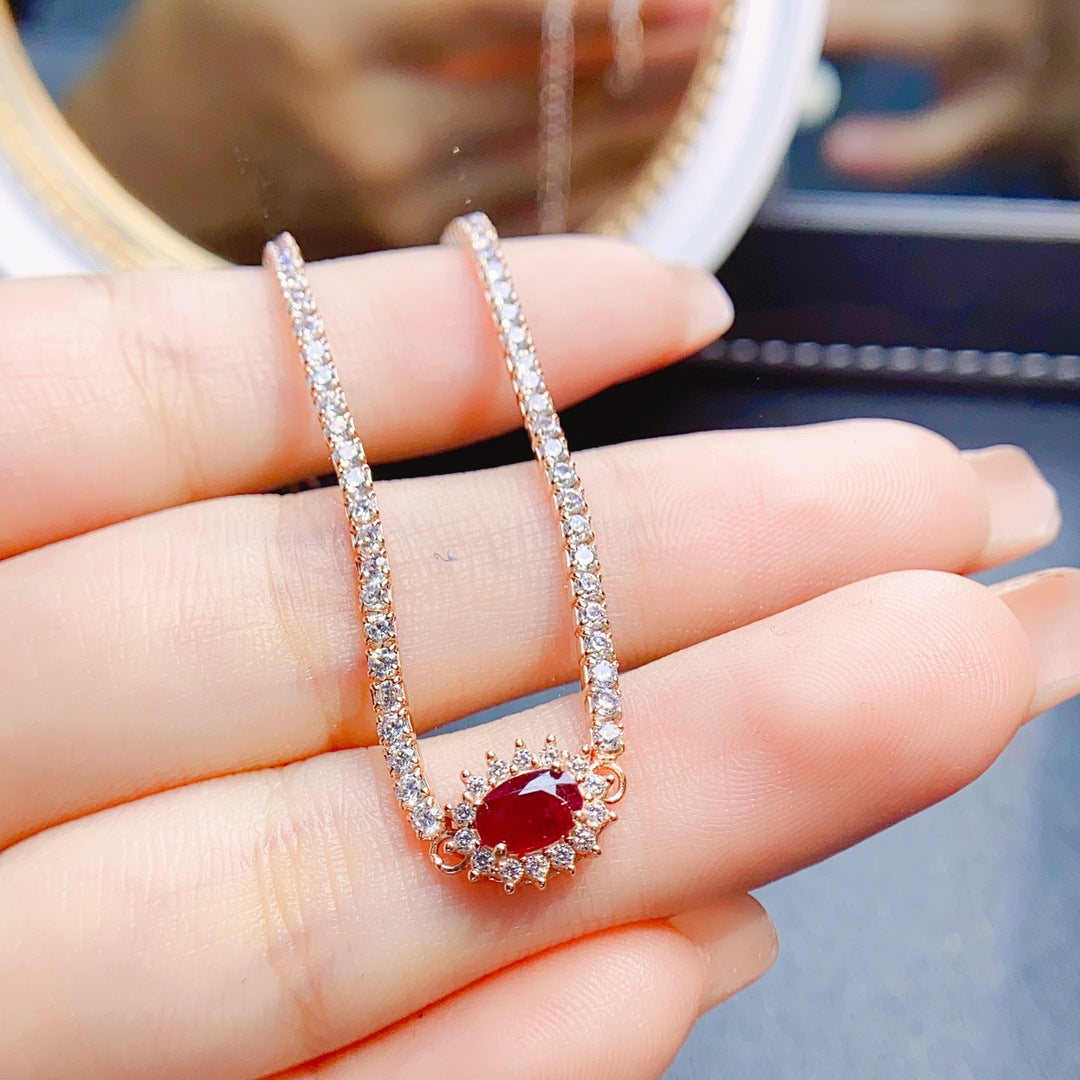 Natural ruby bracelet S925 silver inlaid main stone 4*6 selling