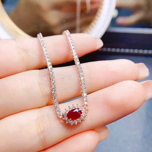 Natural ruby bracelet S925 silver inlaid main stone 4*6 selling