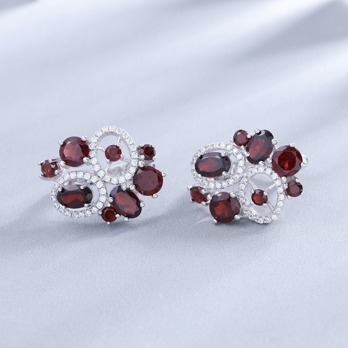 Boucles d'oreilles colorées naturelles en argent s925 incrustées de grenat