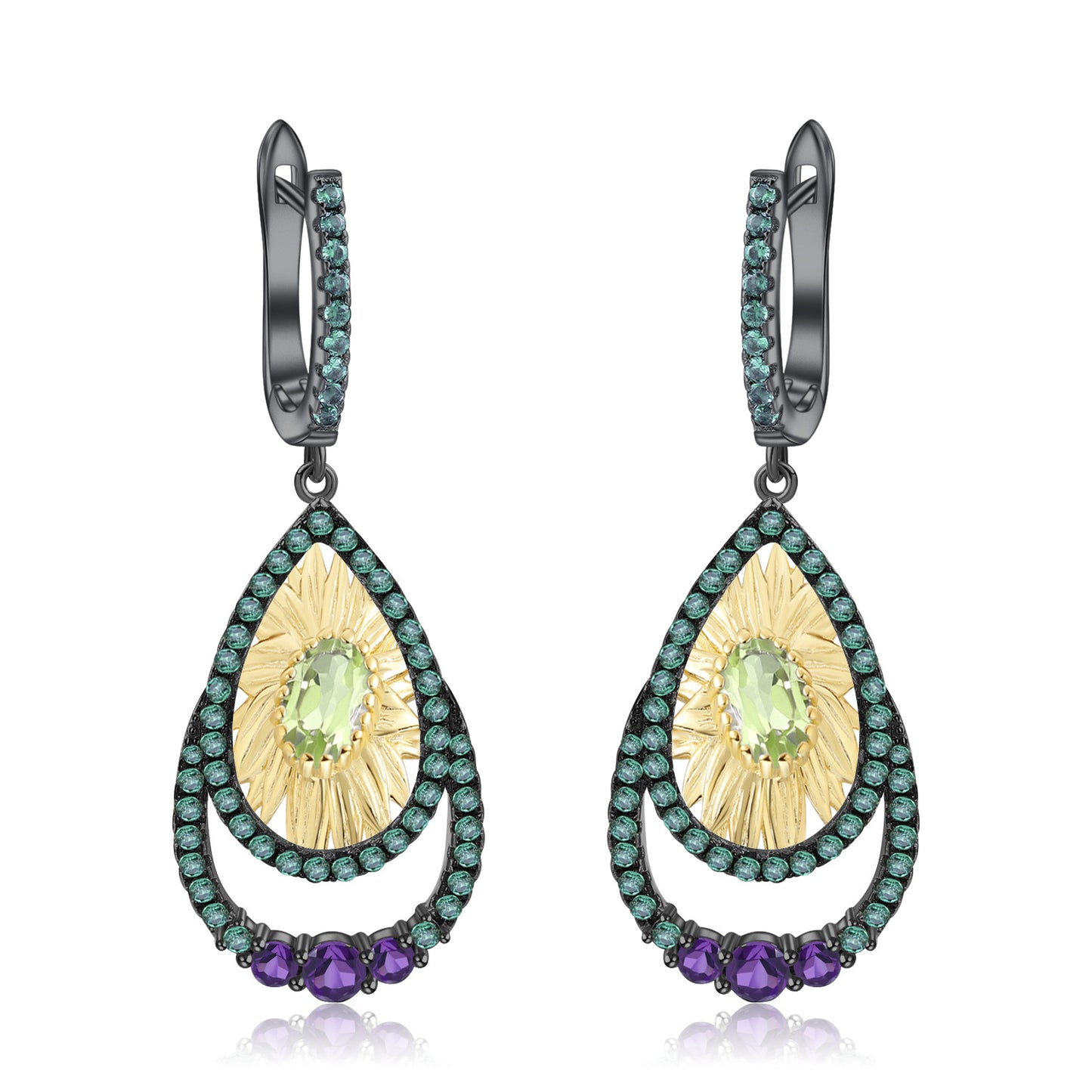 Boucles d'oreilles et boucles d'oreilles au trésor de couleur naturelle en argent s925, Design de Style naturel