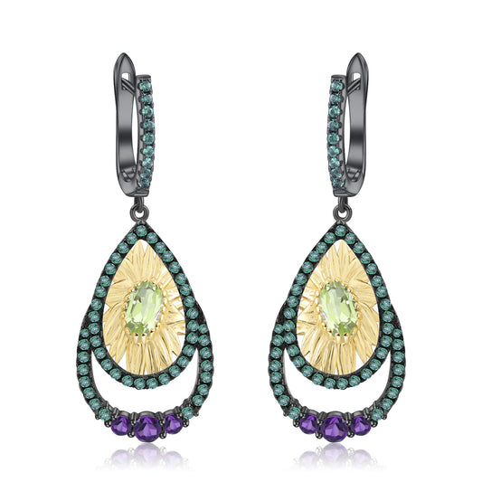 Natural Style Design s925 Silver Natural Color Treasure Earrings and Earrings