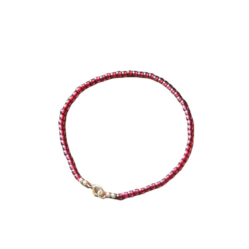 Bracelet fin en grenat rouge vin naturel