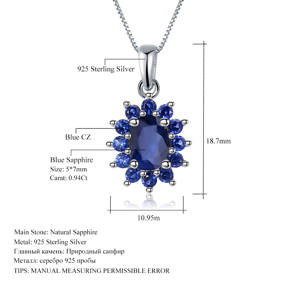 Fashion, light luxury, synthetic sapphire necklace, sunflower flowers, s925 sterling silver, inlay colored gemstone necklace pendant