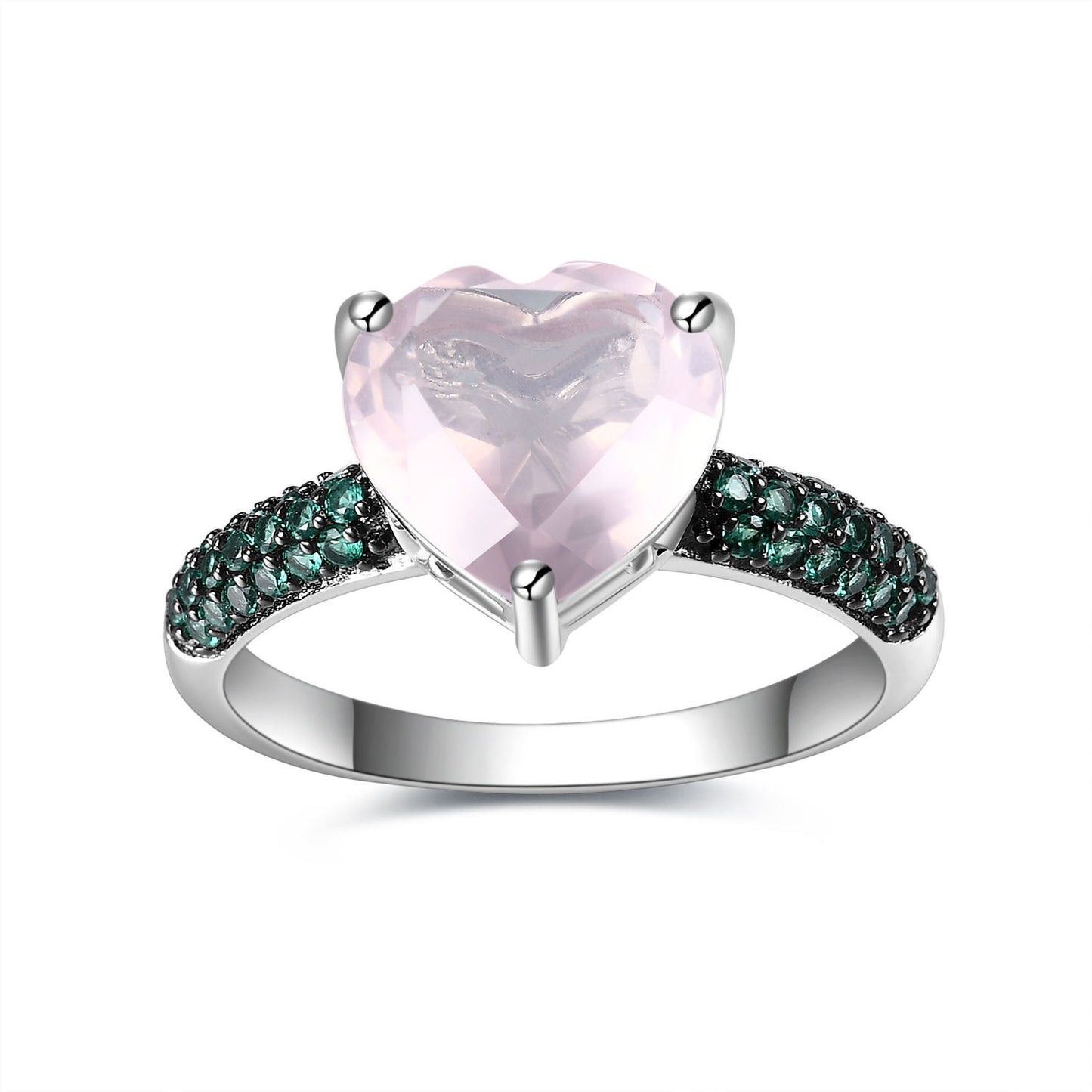 Love shaped gemstone ring s925 sterling silver inlaid with natural gemstone amethyst ring