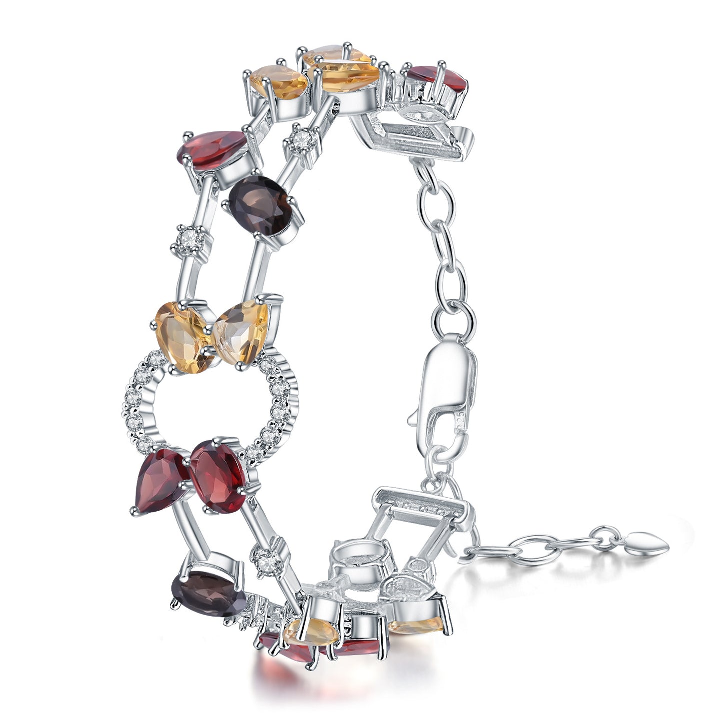 Natural garnet bracelet s925 sterling silver inlaid with natural gemstones bracelet