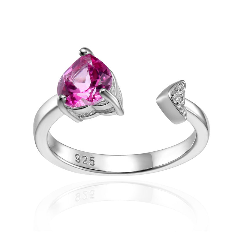 Bague en argent 925 avec cristal coloré et pierres précieuses incrustées