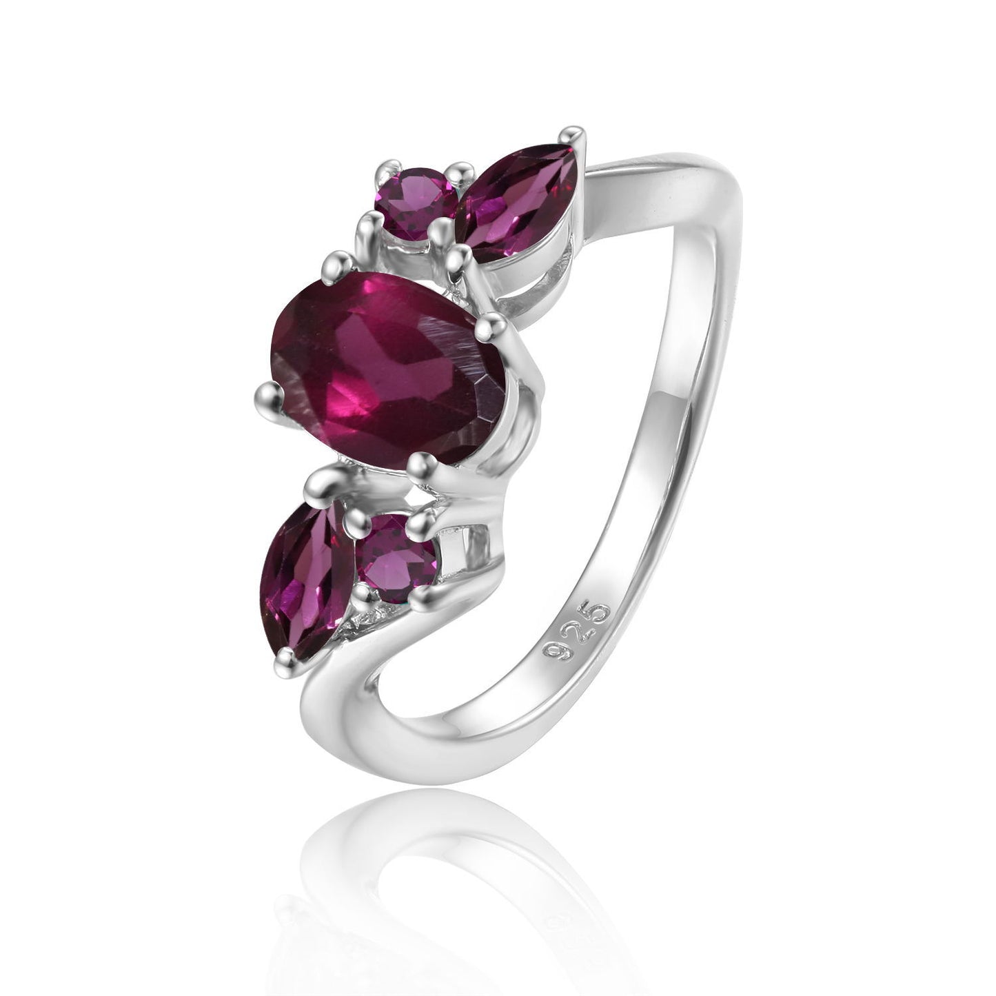 Bague en tourmaline naturelle Caibao en argent s925 incrustée de pierres précieuses et de cristaux