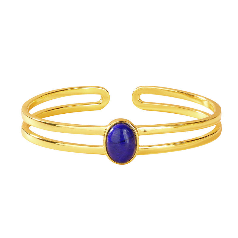 S925 silver gold-plated lapis lazuli bracelet