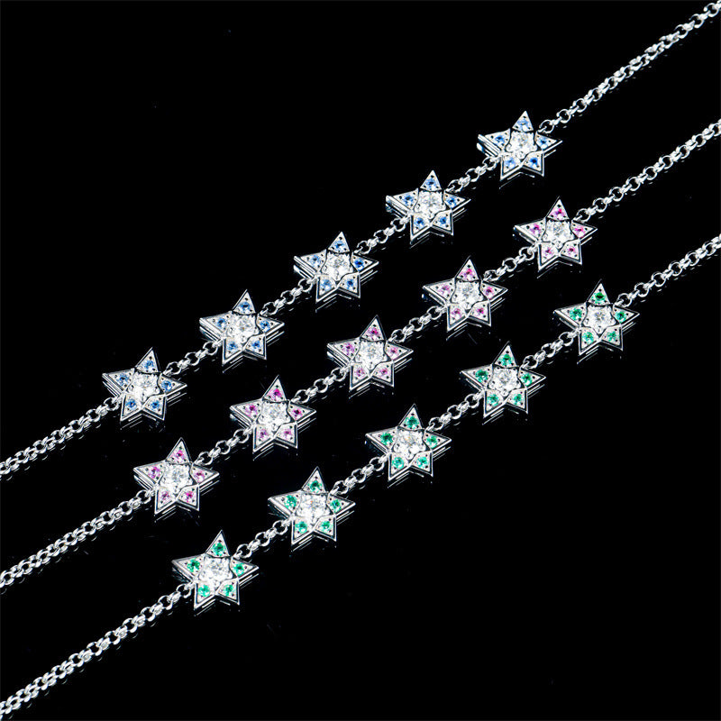 Pulsera de estrella de cinco puntas con gemas engastadas en plata 925