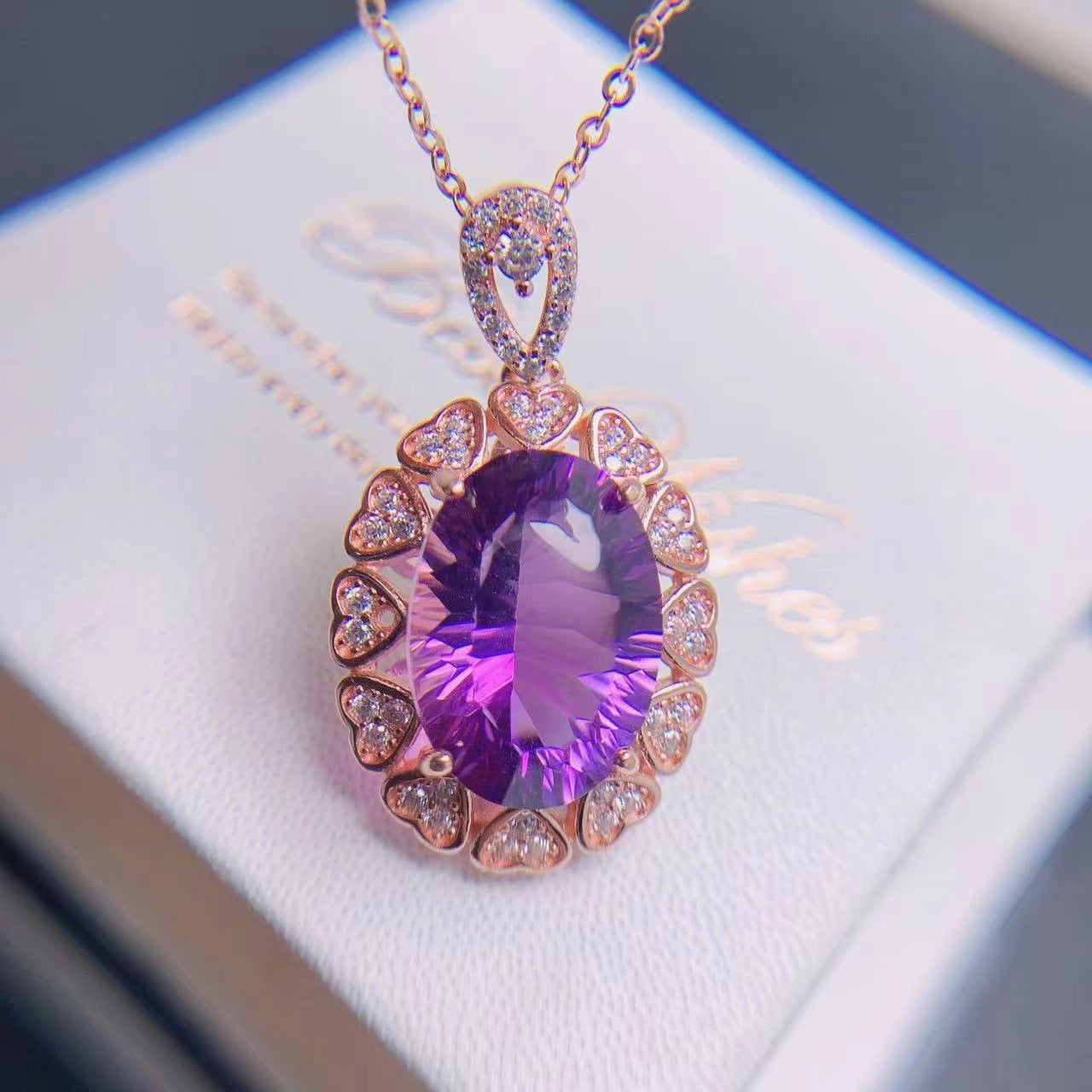 Color Treasure jewelry 925 silver inlaid natural amethyst pendant