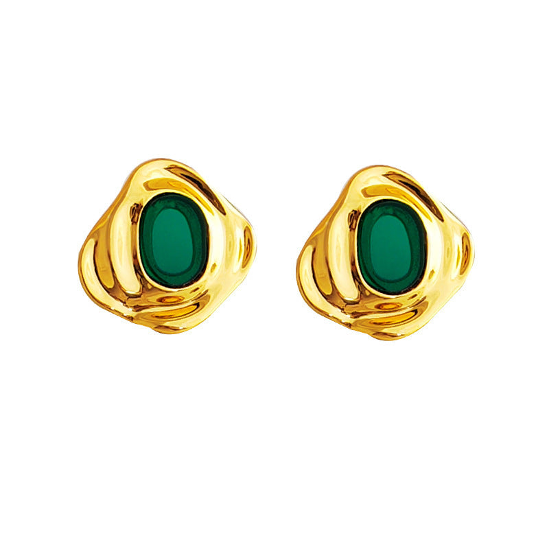 [DF] Cuivre plaqué véritable or S925 argent aiguille coréen minimaliste irrégulier géométrique boucles d'oreilles rétro début du printemps nouveau style boucles d'oreilles pour les femmes