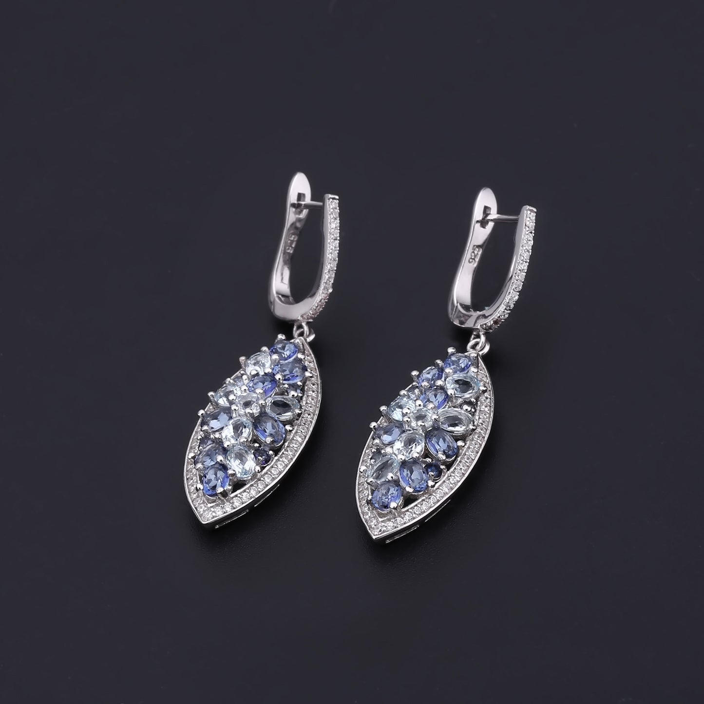 Boucles d'oreilles et boucles d'oreilles au trésor coloré naturel, boucles d'oreilles en cristal incrusté d'argent s925