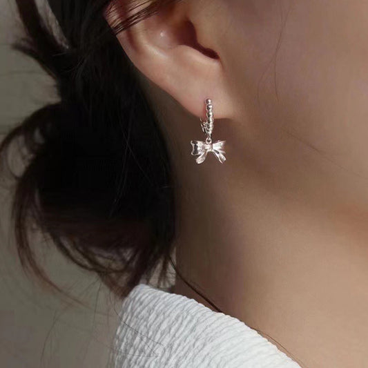 "Butterfly Elegance" S925 Silver Bow Earrings - Unique Design, Versatile Sweetness for 2023's Subtle and Charming Ear Accessories.