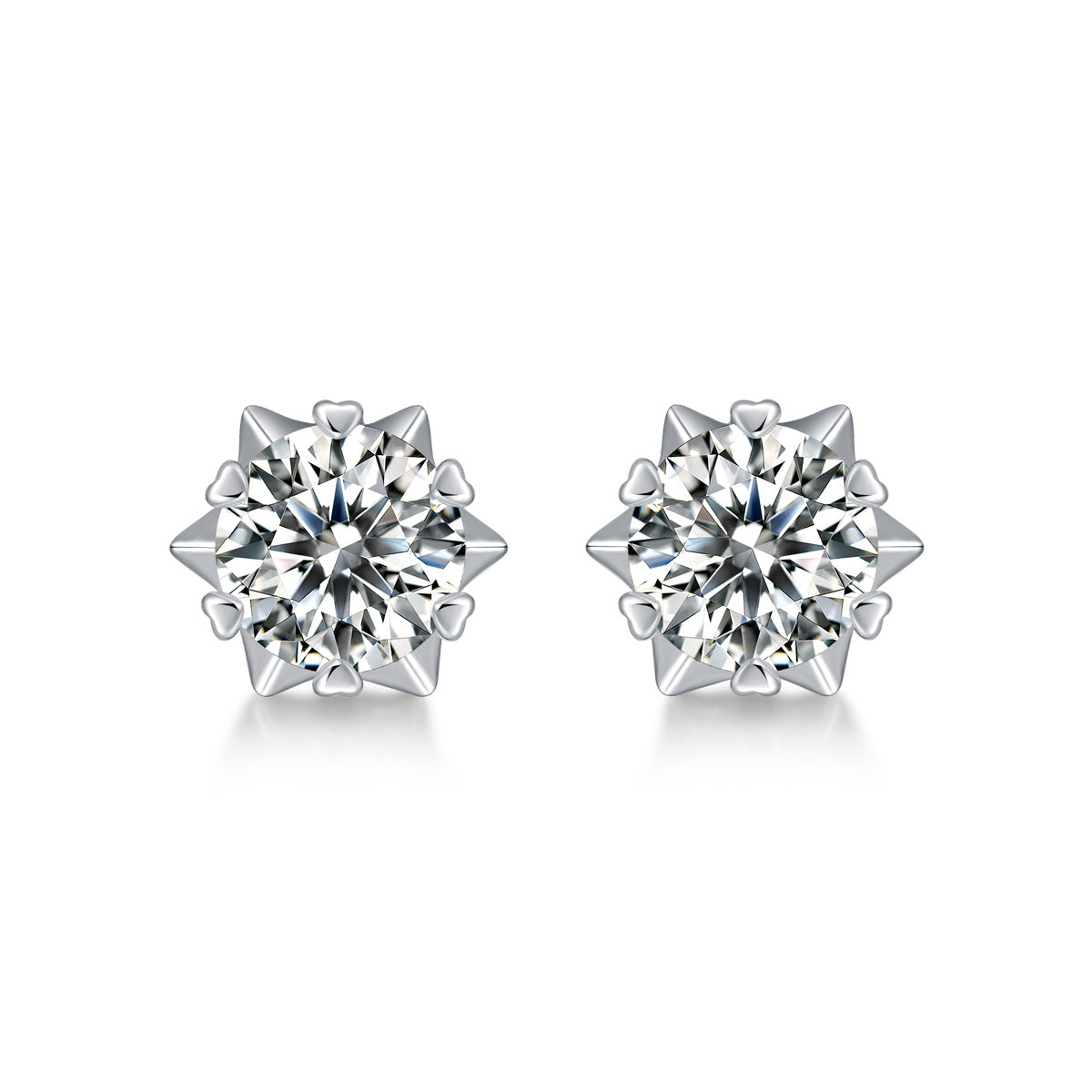 925 Silver Mosang Stone Snowflake Earrings Simplified Earrings