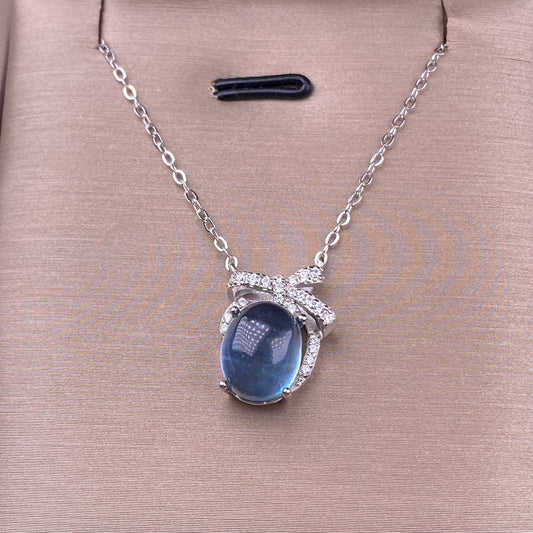 Collar de aguamarina con uva morada y brillo de litio con incrustaciones de plata s925, cadena versátil para clavícula de mujer