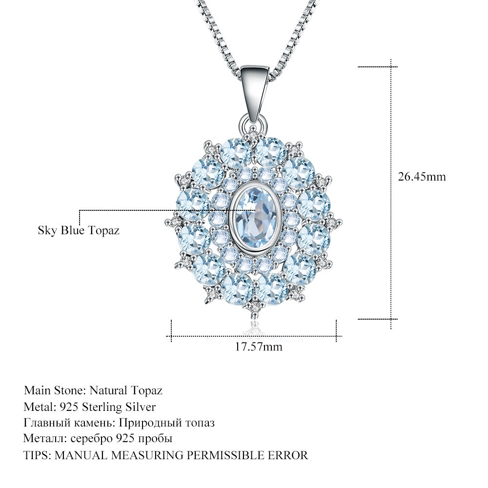 Natural Topaz Necklace Light Luxury Design Sense S925 Silver Inlaid Natural Colored Stone Necklace Pendant