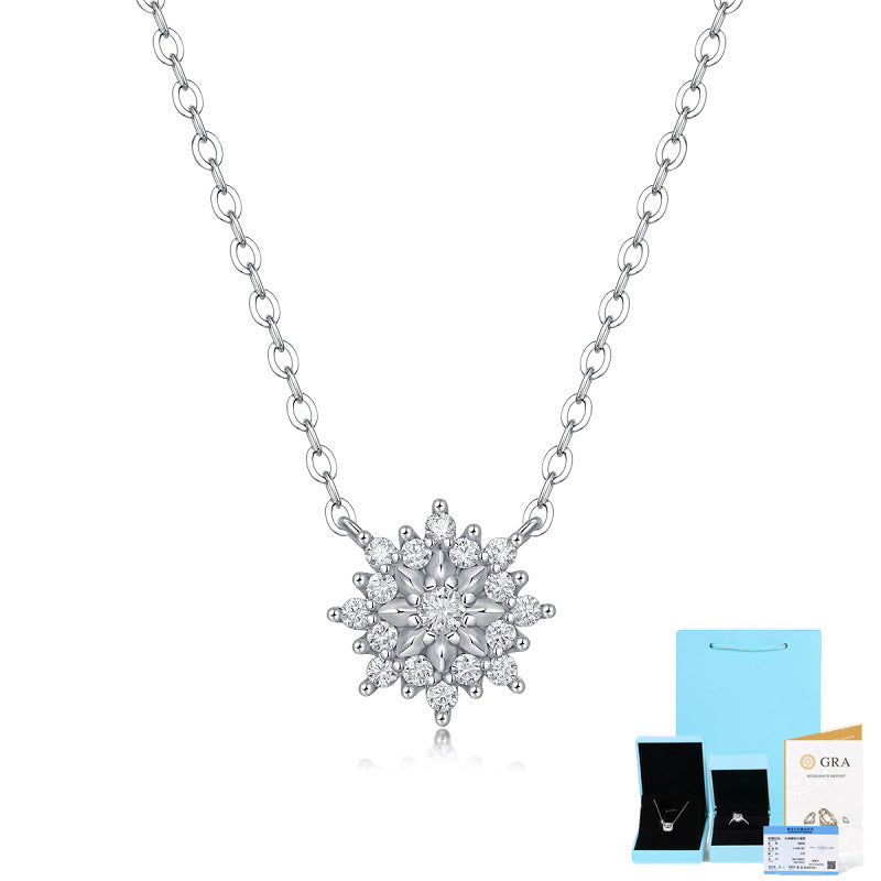 S925 Silver Pendant Sunflower Fashion Mosonite Necklace