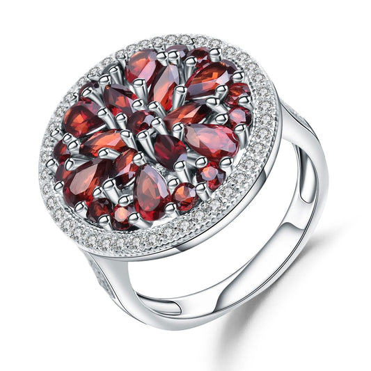 S925 sterling silver ring set with natural garnet