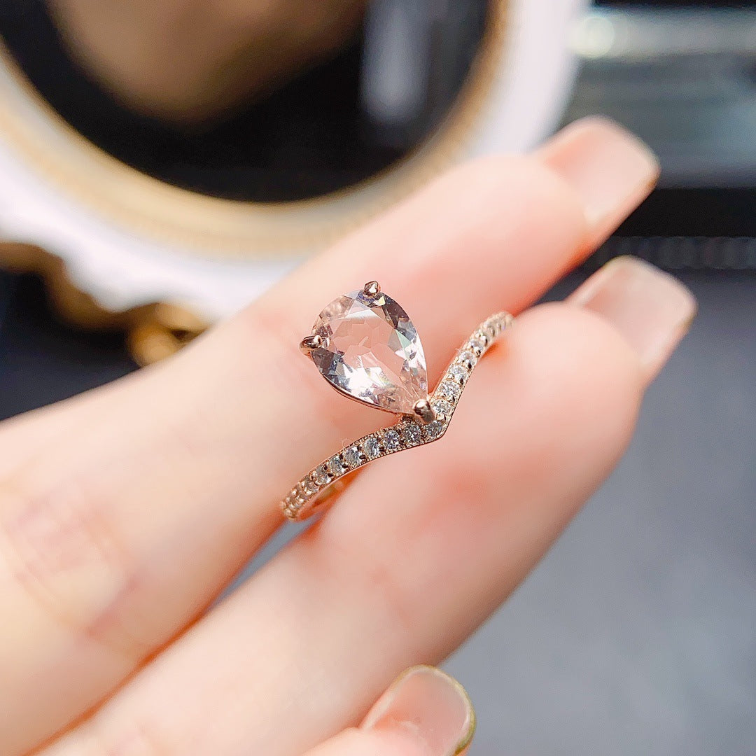 [DF]Natural Morganite Ring - S925 Silver Setting