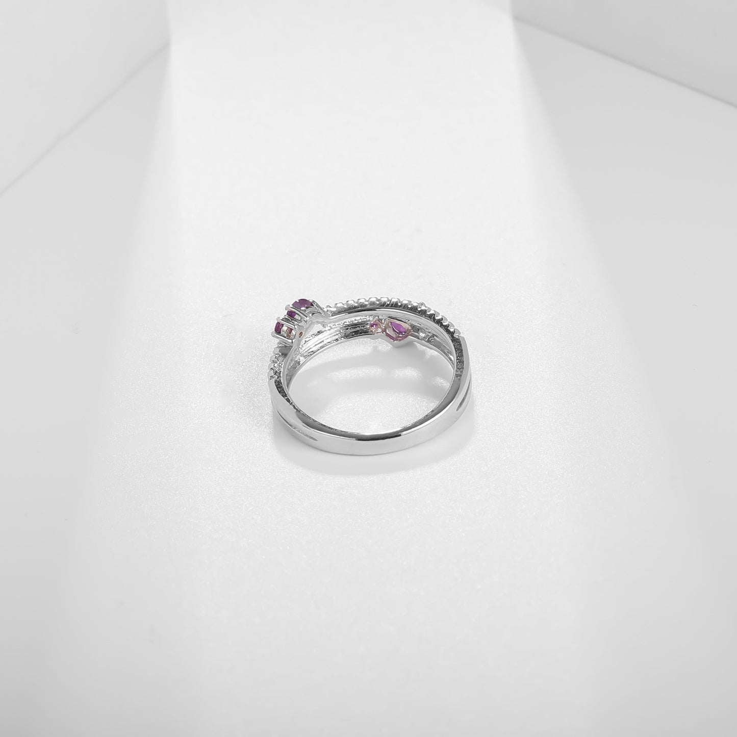 Bague en améthyste naturelle, bague colorée incrustée d'argent s925