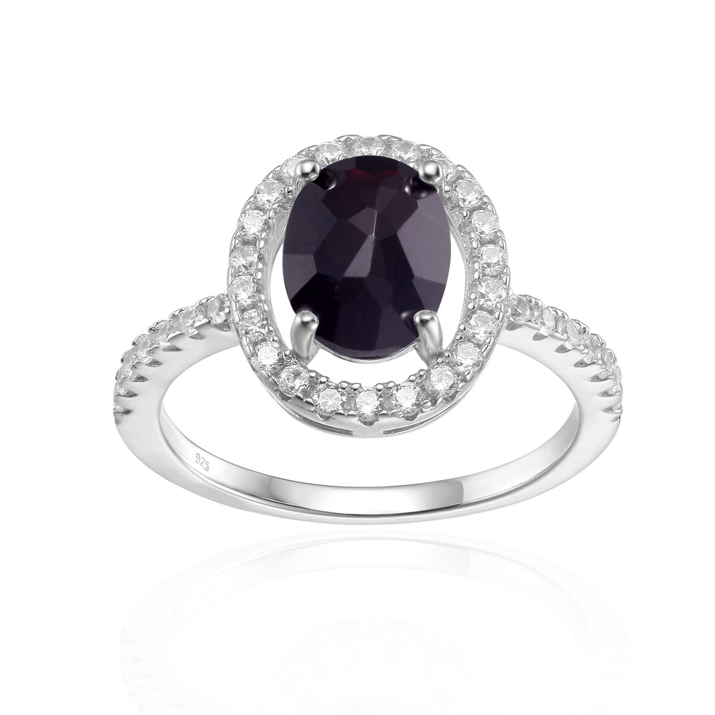 Natural colorful ring female s925 silver inlaid garnet gem crystal ring