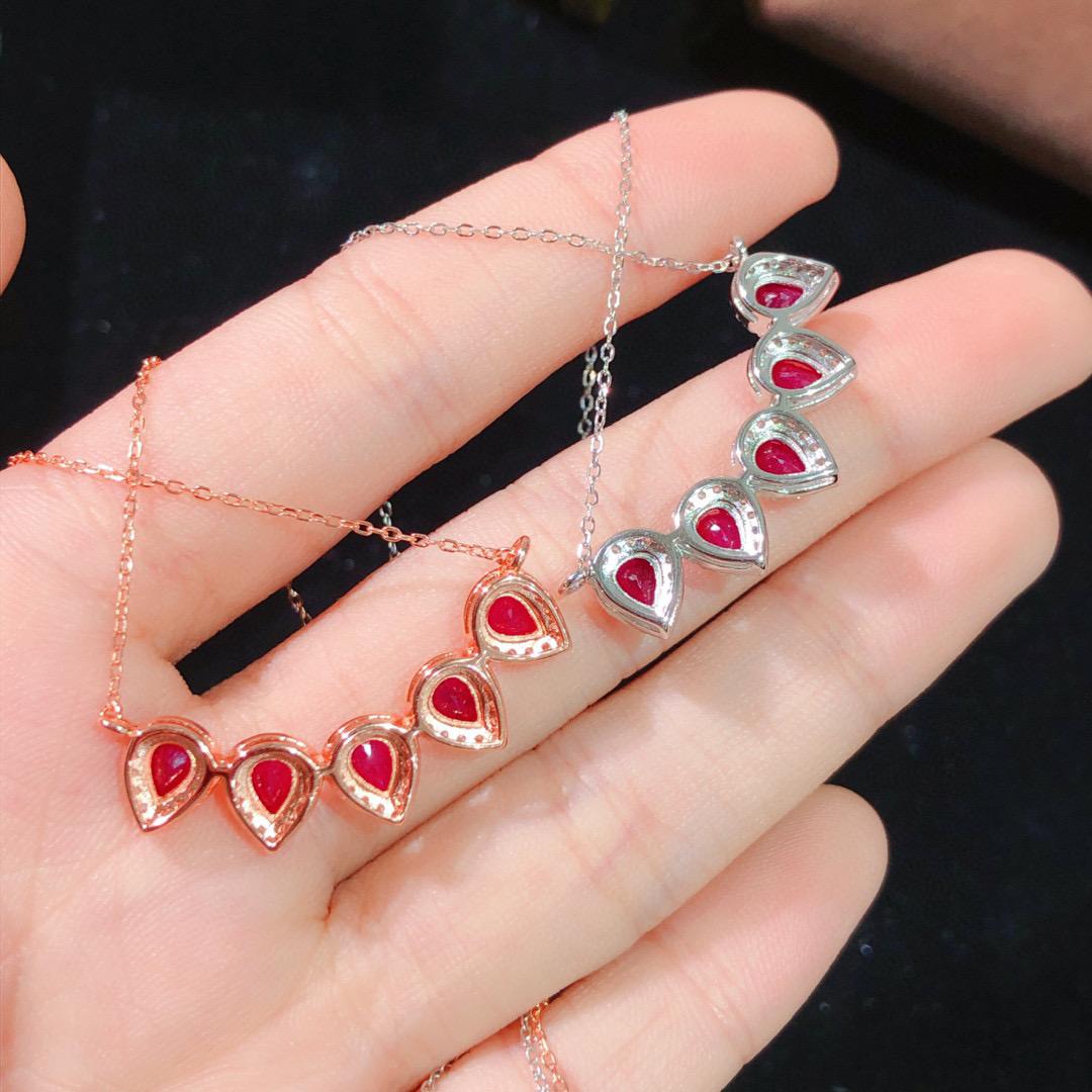 [DF]Ruby Red  Necklace in S925 Pure Silver  A Sophisticated and Personalized Birthday Gift