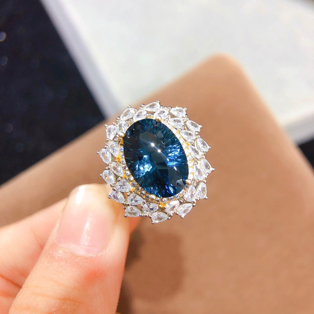 [DF]Handcrafted London Topaz Ring with a Sterling Silver Finish