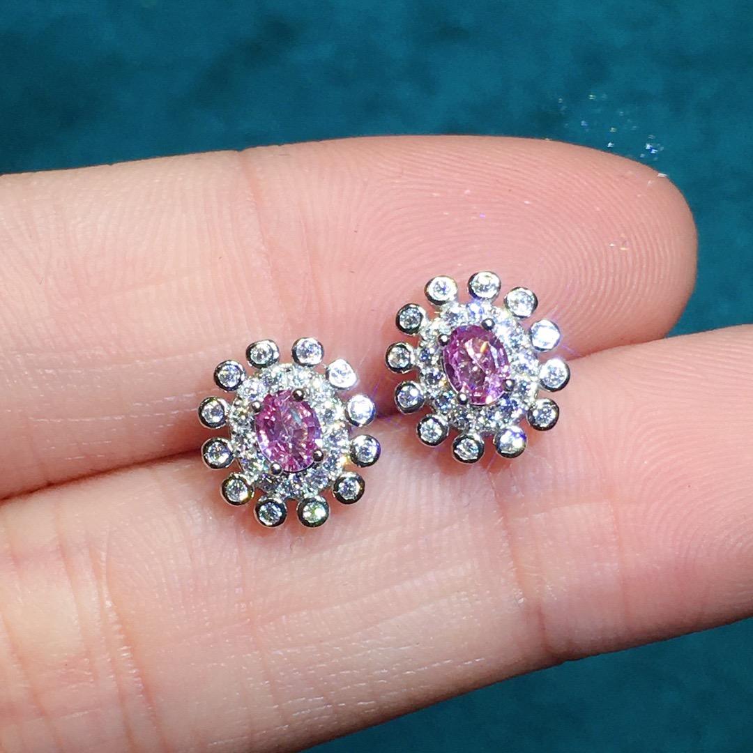 [DF]Pink Paraparaiba Sapphire Stud Earrings - Radiant Elegance