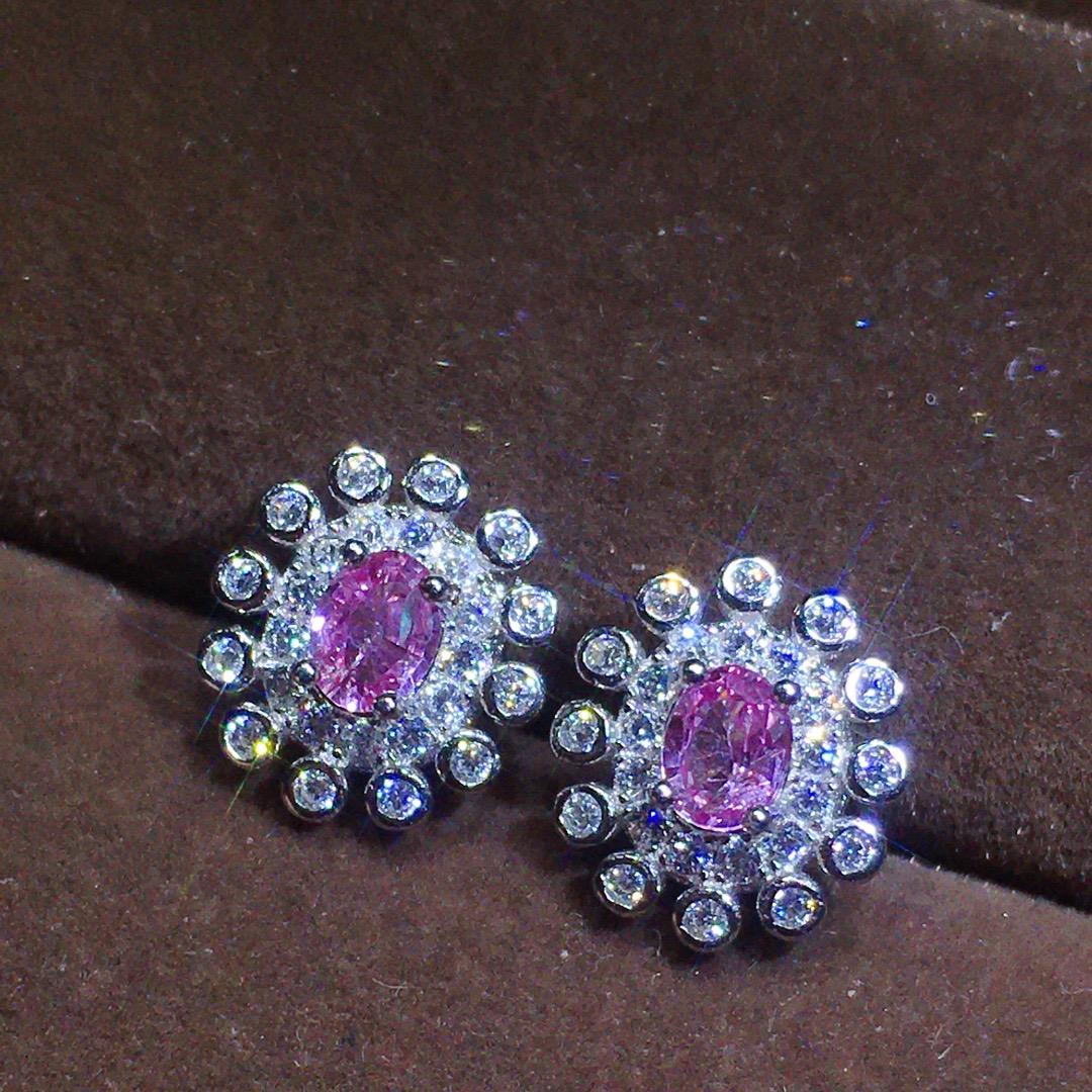 [DF]Pink Paraparaiba Sapphire Stud Earrings - Radiant Elegance