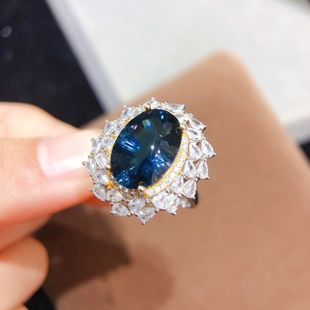 [DF]Handcrafted London Topaz Ring with a Sterling Silver Finish