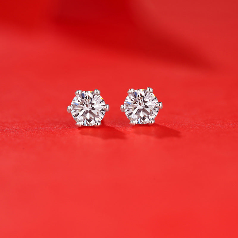 Boucles d'oreilles en argent S925 pour femmes, bijoux en pierre Mosan, cadeau à six griffes