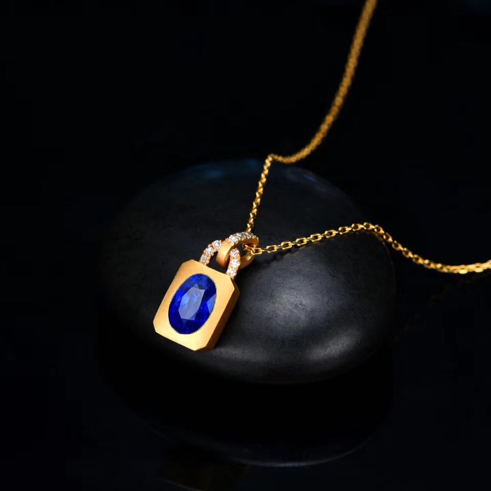 Collier Collier Saphir Bleu Royal en Argent 925