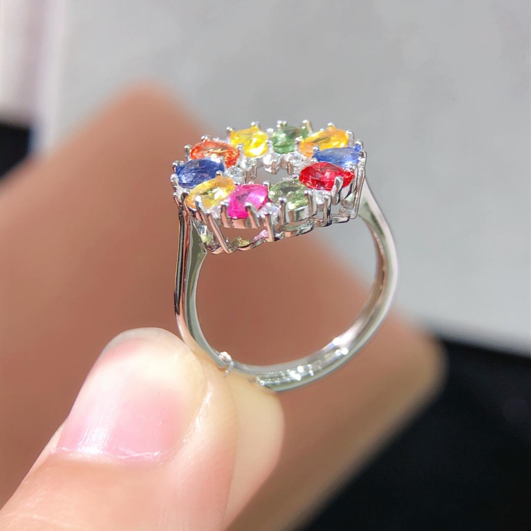 [DF] Anillo de zafiro rosa personalizado como regalo de cumpleaños en plata de ley S925