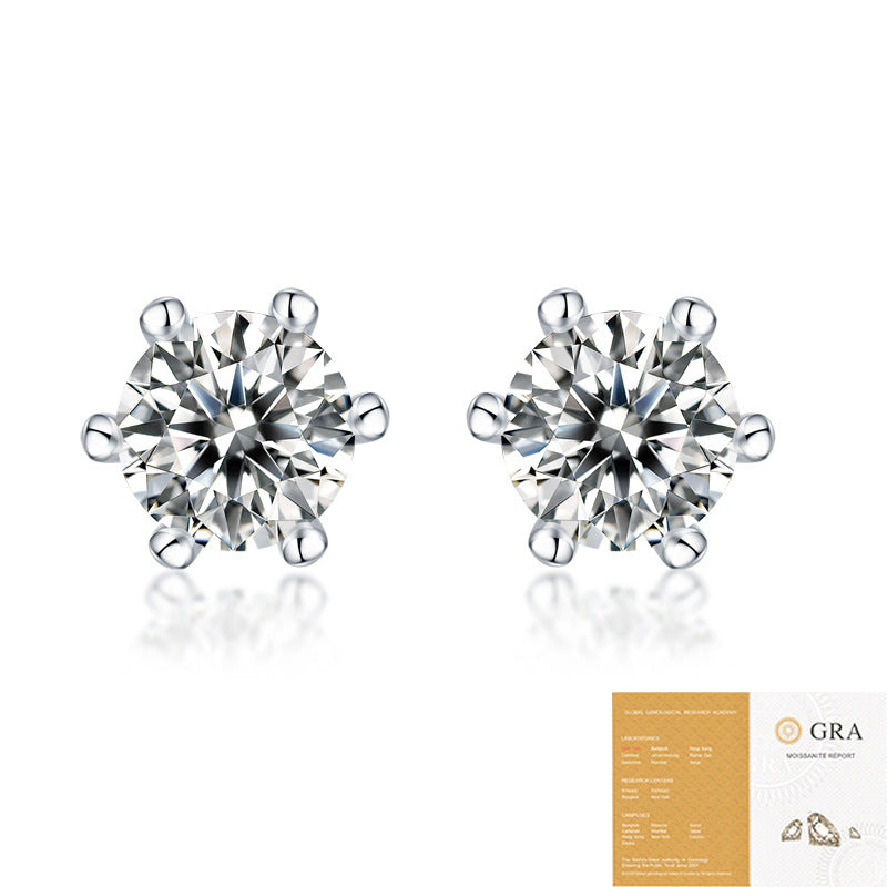 Boucles d'oreilles en argent S925 pour femmes, bijoux en pierre Mosan, cadeau à six griffes